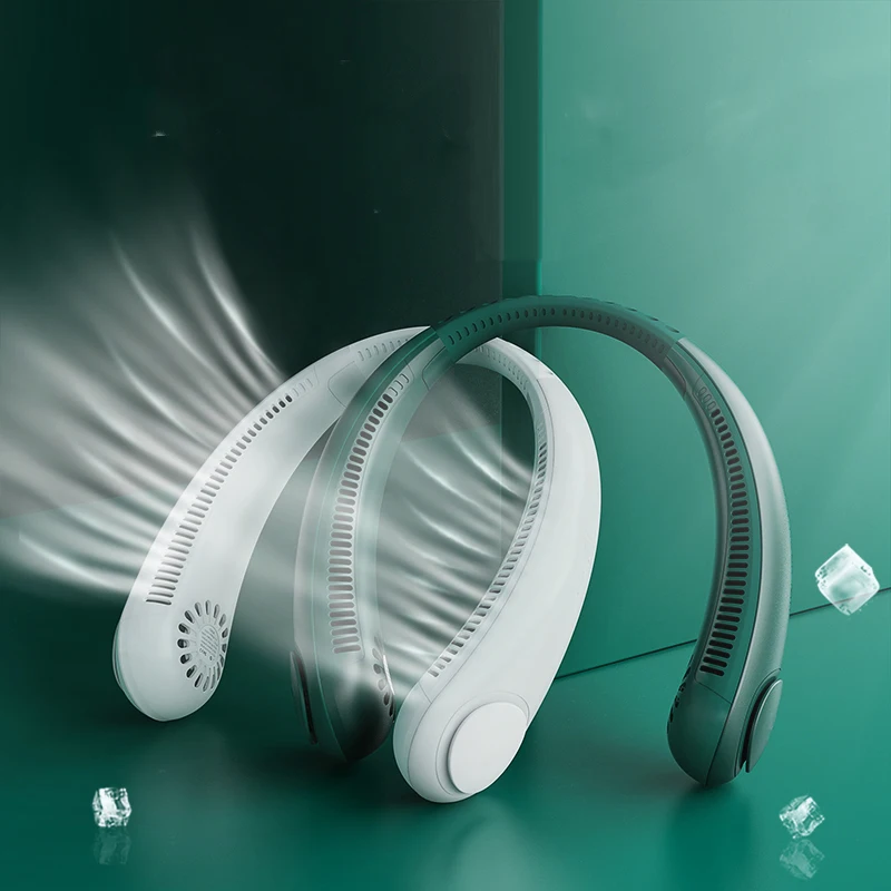 Portable neck hanging air cooling fan USB rechargeable bladeless mini necklace air flow for summer outdoor