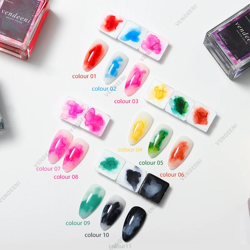 New Product Neon Marble Ink Gel For Painting Soak Off  Gel Nail Polish Blossom Inks Gel Watercolor Liquid Nail Art