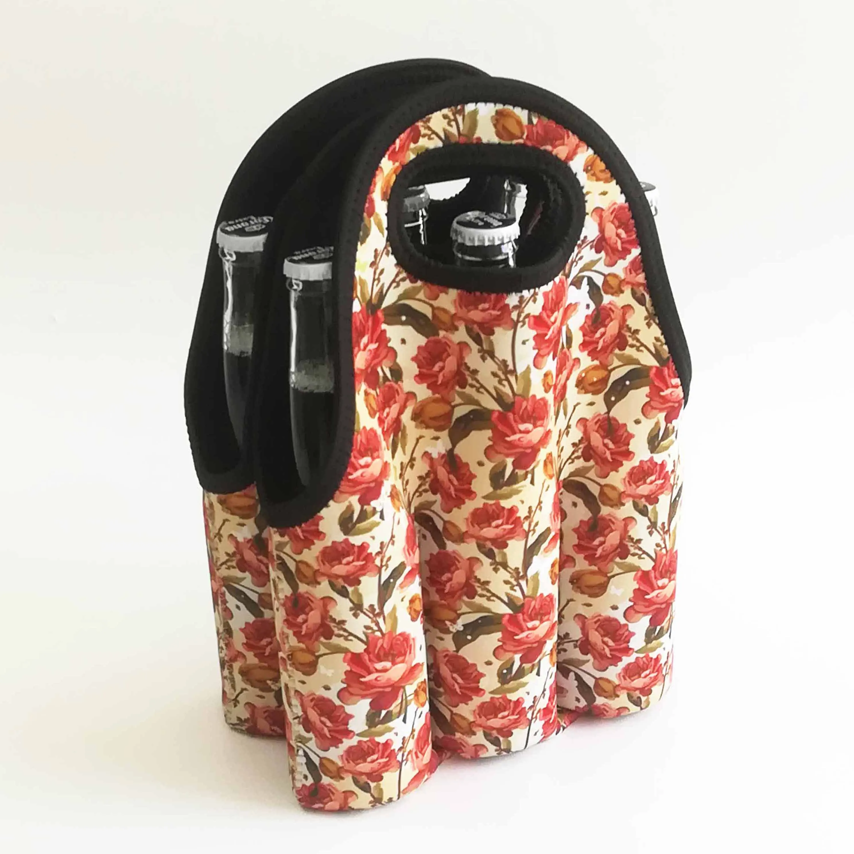 Portable Reusable Neoprene Insulated Six 6 Pack Beer Bottle Cooler Tote Bag Carrier Holder