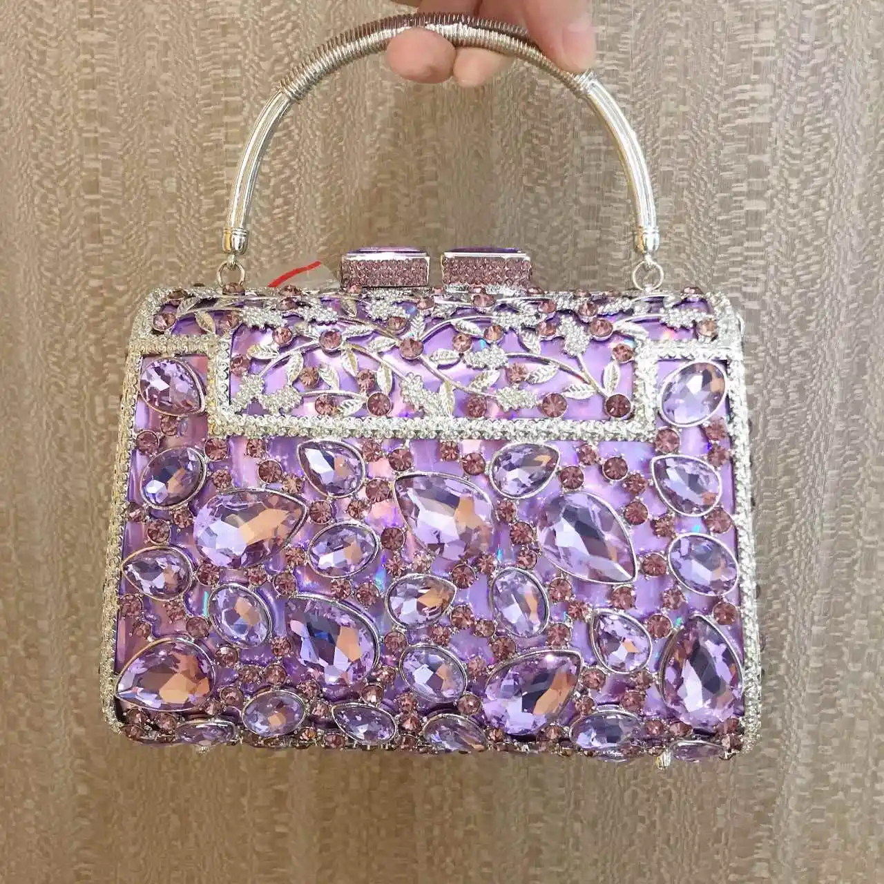 Evening Bag Wedding Party Handbags Purse Bridal Metal Clutch Floral Bag Women Crystal Diamond Rhinestone Clutches