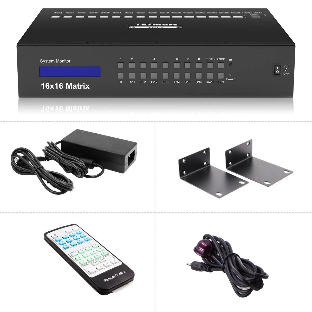 New Arrive 16x16 HDMI Matrix 16x16 with RS32 IR Remote  Matrix HDMI Switch Splitter