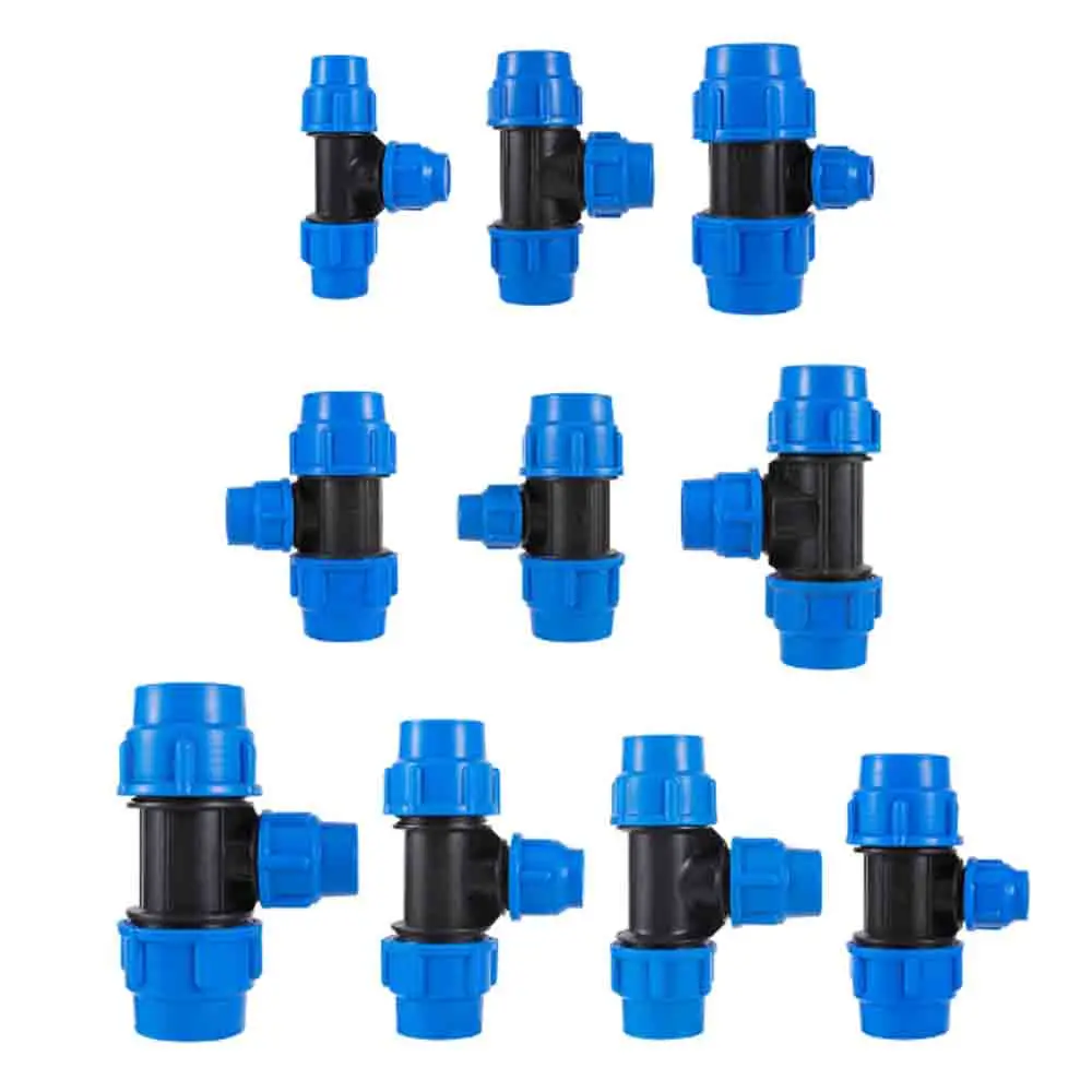50 x 32 x 50mm T-type Water Splitter for PE Pipe tee connector 3-Way PE pipe Reducing tap T PVC Pipe Quick valve