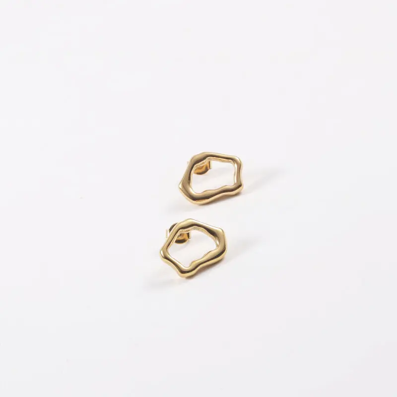 Titanium Steel Earrings with Unique Shape and 18K Gold Plating, Fashion Statement Jewelry