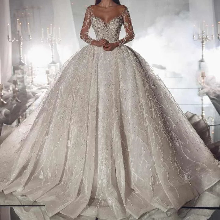 Новое роскошное свадебное платье с бисером принцессы больших размеров Vestidos De Novia Para Boda