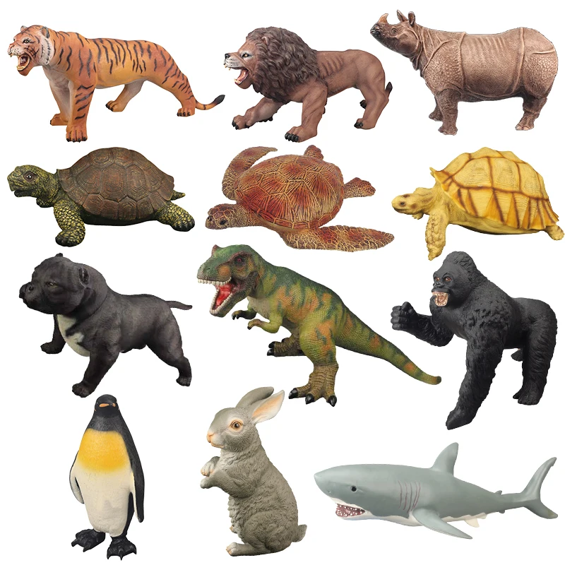 Realistic Jumbo Wild Zoo Animals Vinyl Stuffed Cotton Animals Play Set Collection Decor Figures Toys For Kids