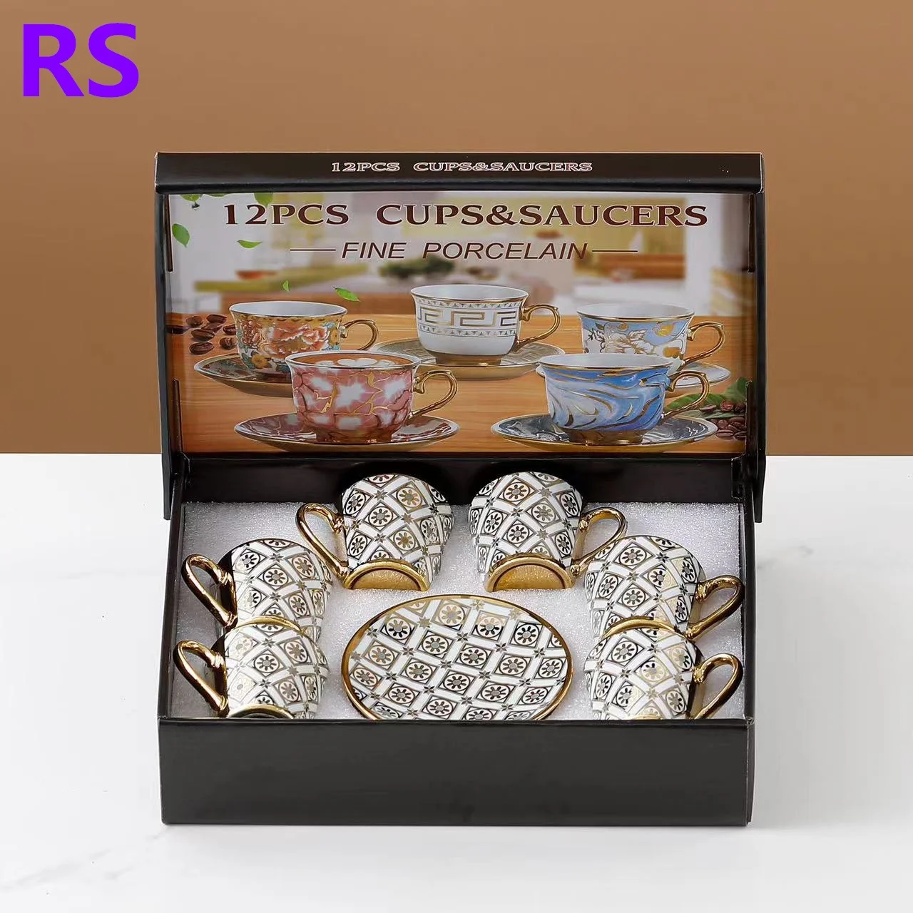 Wholesale Ceramic Coffee Cup Set High Quality Fine Porcelain Tea Cup Set 12 P Pieces  Cup & Saucer For Party