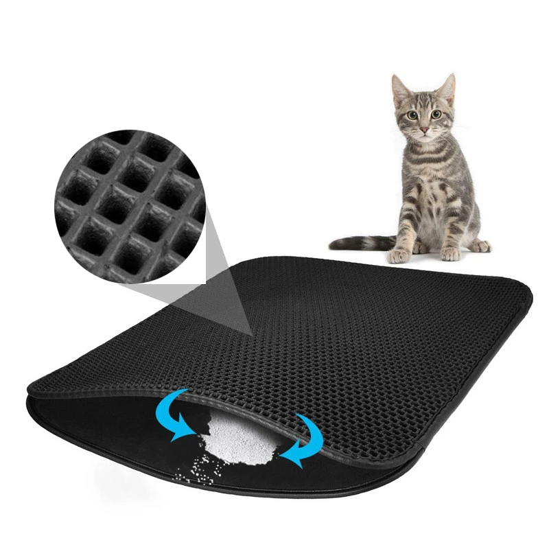Double Layer EVA Cat Litter Mat Filter Catty Mat Easy Clean Urine Cat Pad Waterproof Cat Litter Trapping Mat