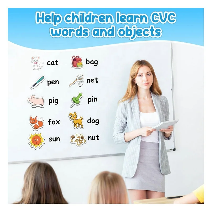 CVC Word Games Phonics Games 50 Foam Objects Fridge Magnets for Kids Speech Therapy Toys for Toddler Learn to Read Spelling