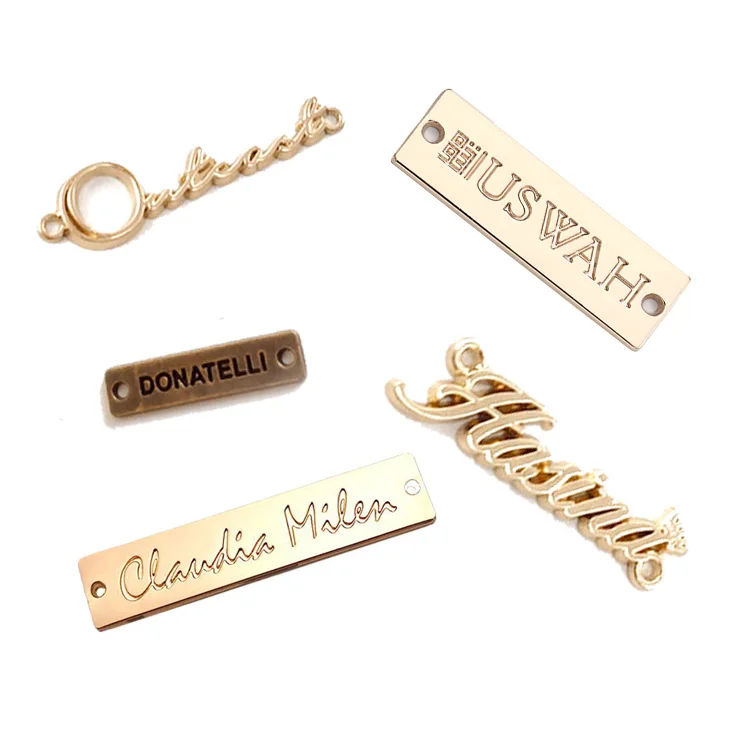 Wholesale clothing accessories labels custom embossed metal clothing tags for clothes