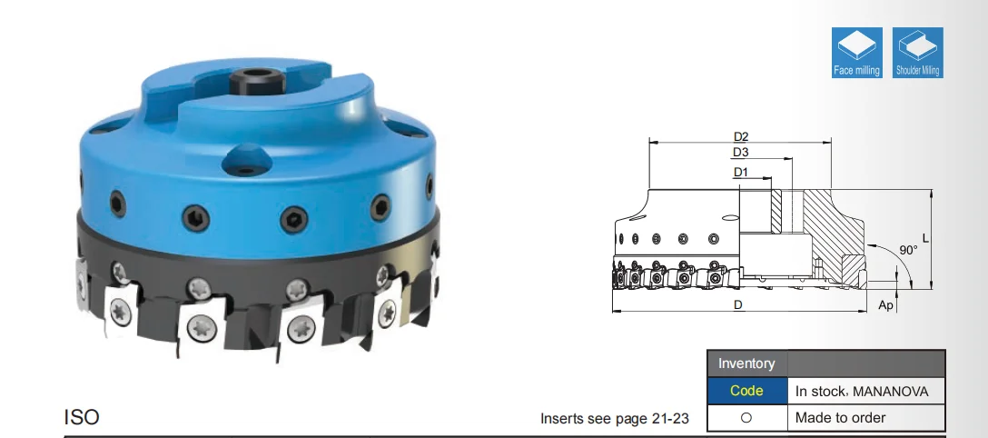 Фрезы фрезы торцевая фреза willdia PCD FMP063SA22-BE12-10 d = 63 мм. z 10 в комплекте. Без вставок