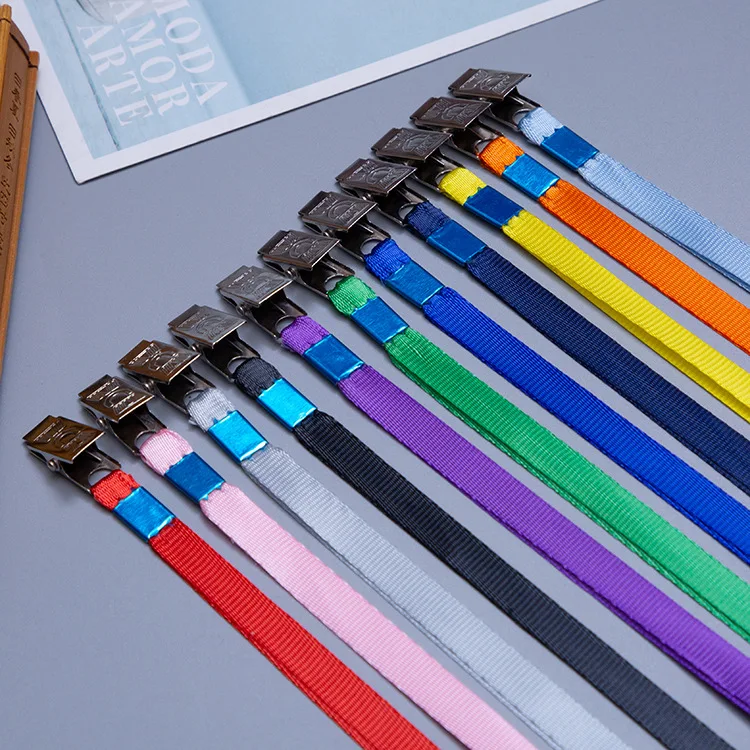 wholesale stocked long lanyard 1cm wide blank plain lanyard colourful with metal clip personalized lanyards bulk