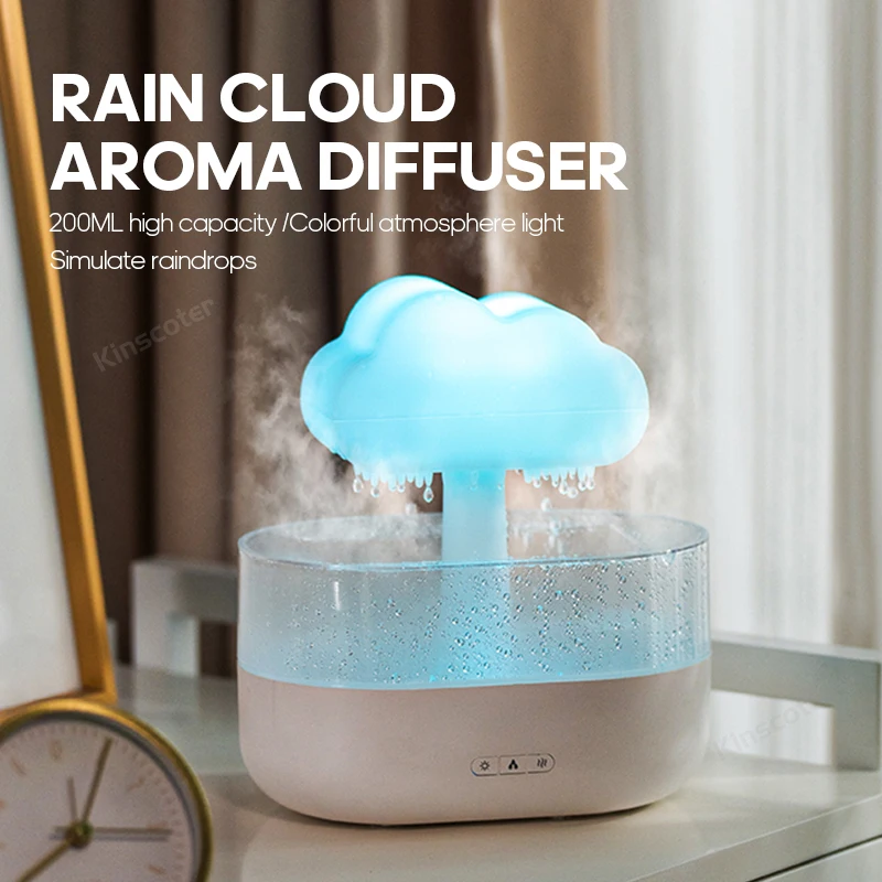 Raining Cloud 7 Colors Night Light Aroma Essential Oil Diffuser H2o Water Drip Rain Cloud Air Humidifier