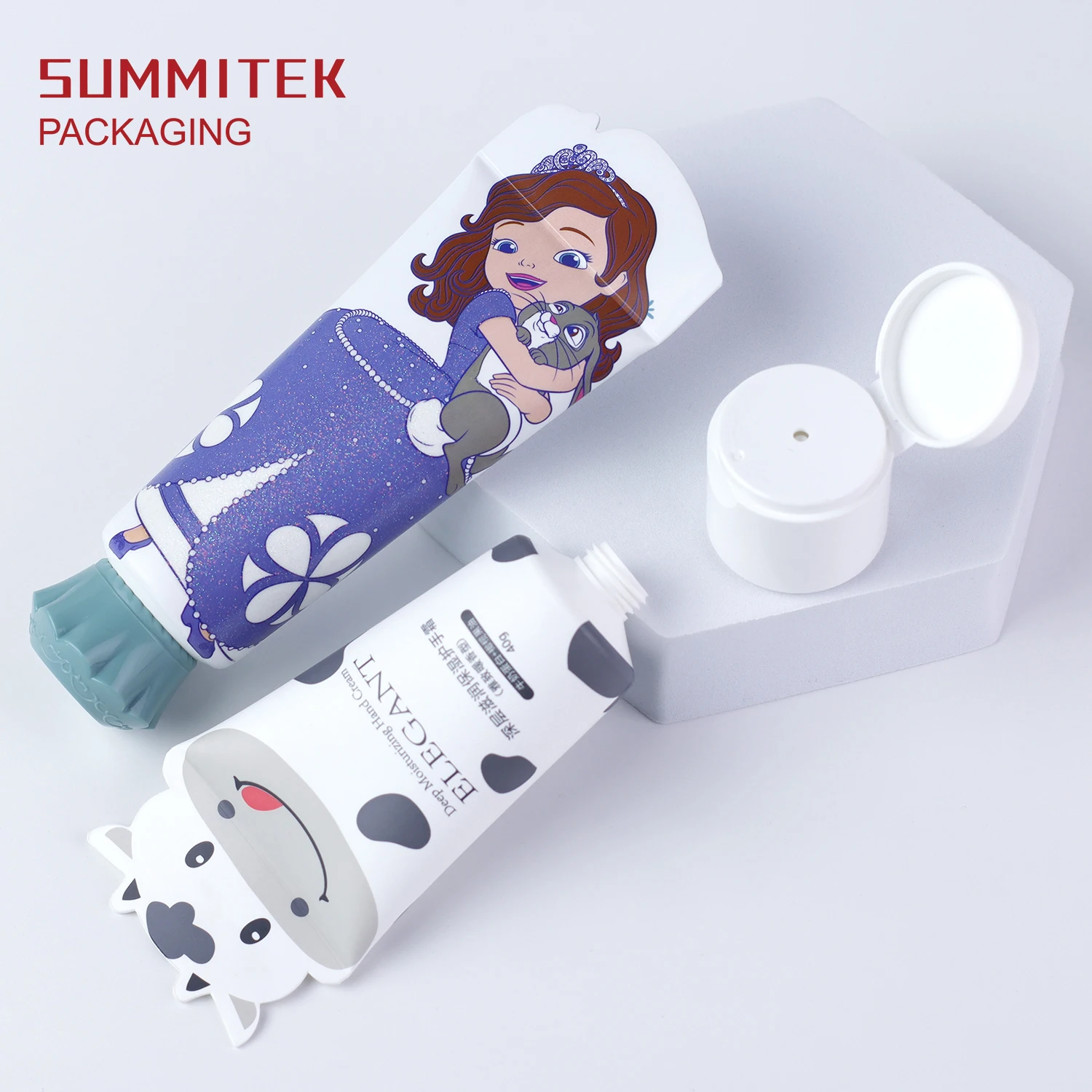 China Factory Customized Soft Plastic Empty Containers Cute Disney Special End Tail Packaging Tubes Hand Cream Tube