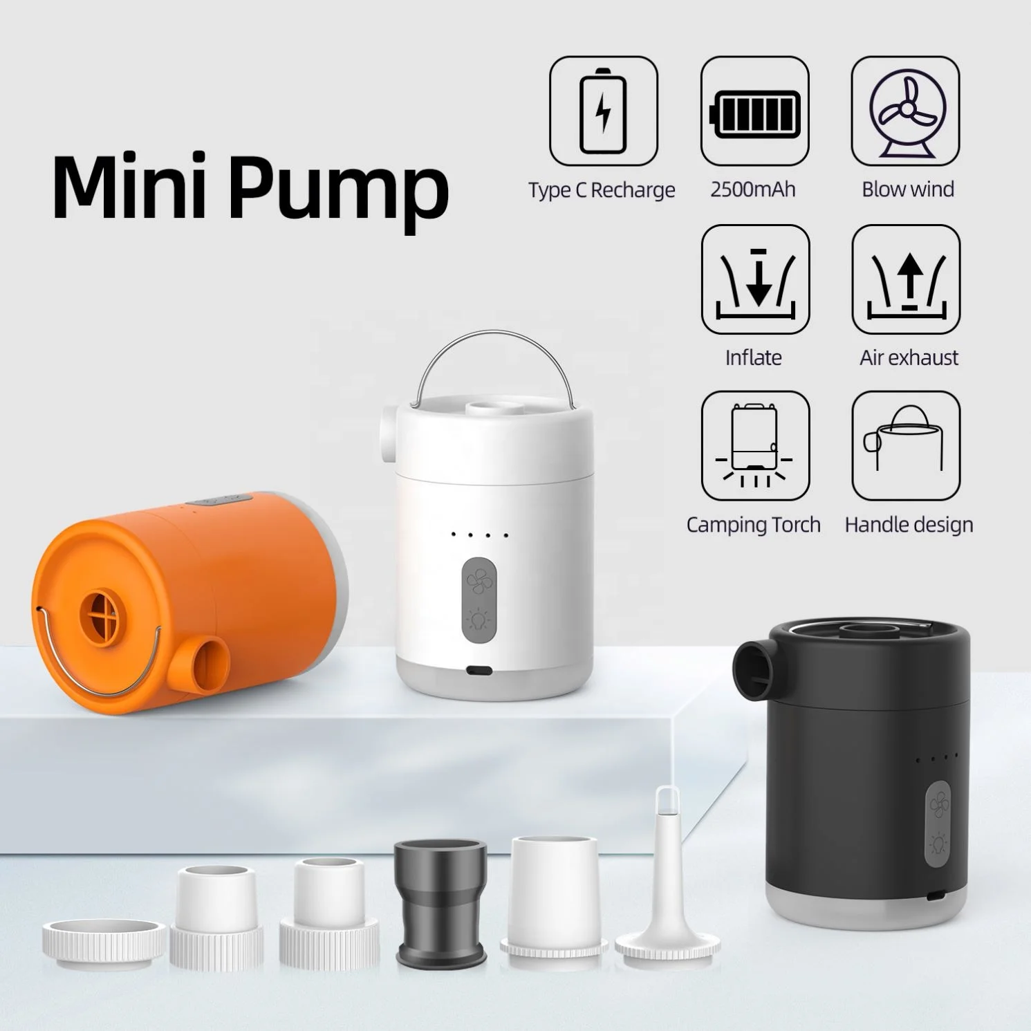 4-in-1 Electric Mini Pump Wholesale Portable Multi-functional Air Pump for Inflate Deflate Mattress Pillow Camping
