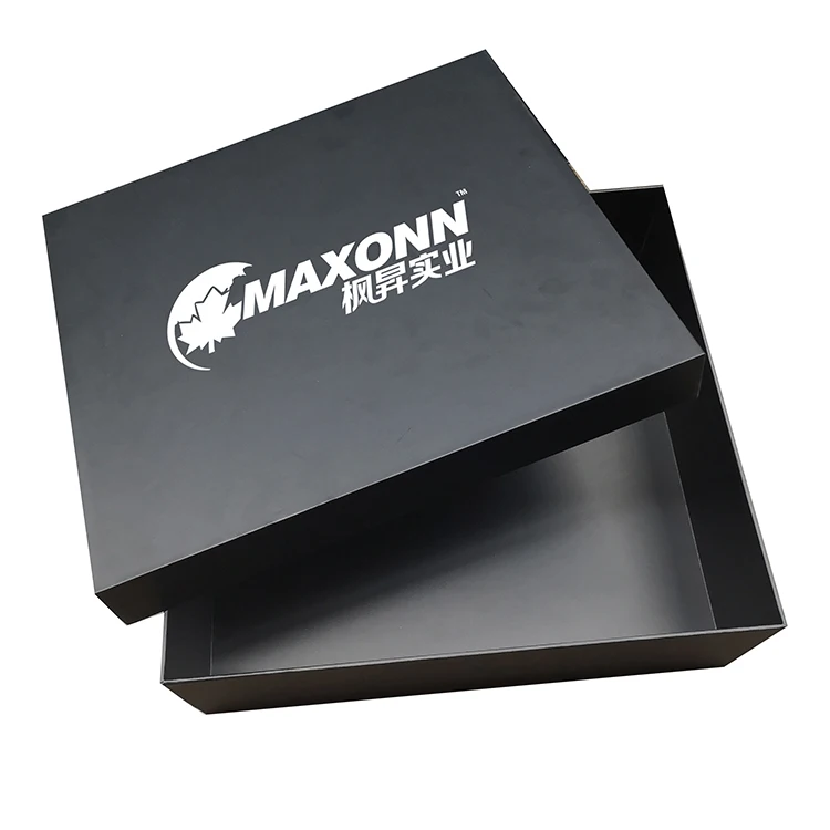 
OEM Recyclable Hard Rigid Cardboard Black Lid And Base Paper Gift Custom Packaging Box For Clothing Shoes 