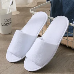 stock hotel spa disposable white terry cloth open toe EVA slipper