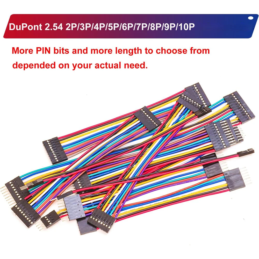 2.54mm Dupont Wire Cable Female Male Single Row 1/2/3/4/5/6/7/8/9/10P JST Connector with Length of 10/20/30/50/100cm Dupont Wire