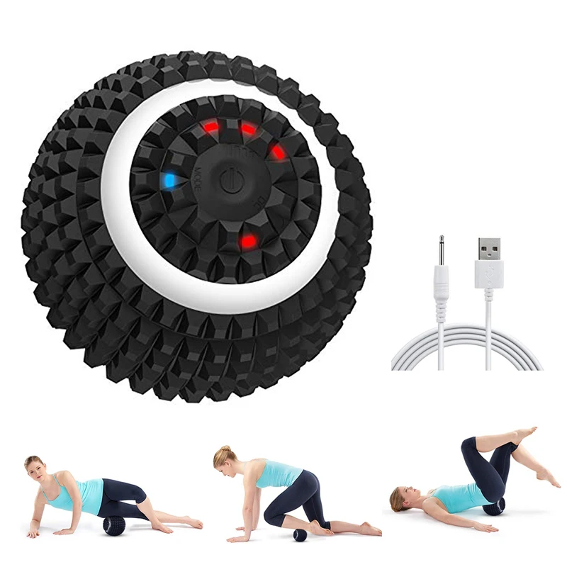 Factory Wholesale Yoga Sets Roller Ball Massager 3Gears Rechargeable Electric Small Massage Ball For Body Muscle