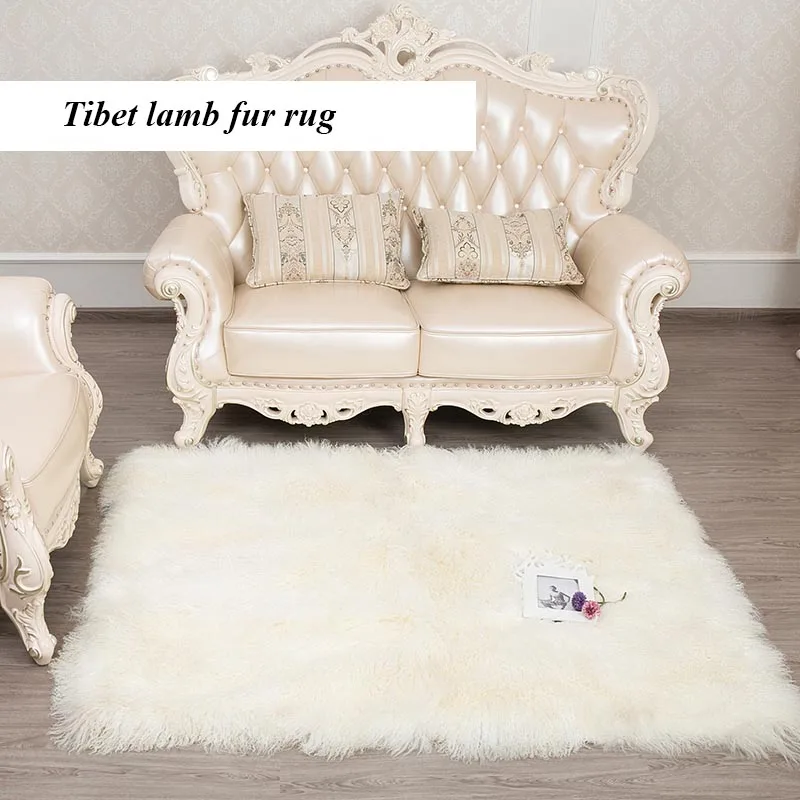 MWFur Mongolian cushion rug Lush fur rug Tibet Lamb Fur Rug Lush Fur Mongolian Lamb Hair Carpet