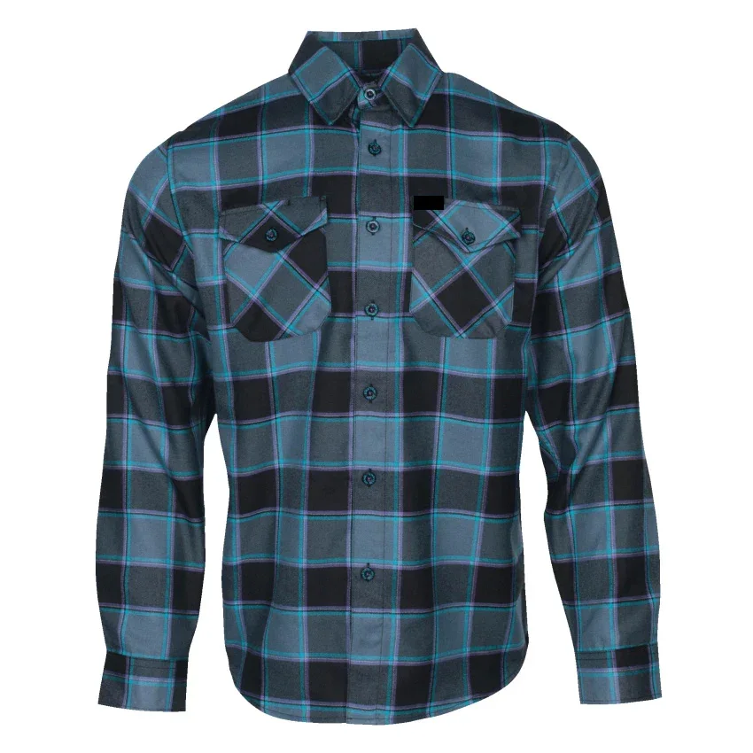 Professional Flannels Manufacturer Custom Color Label Button Tag USA Size Polyester Flannel Shirts