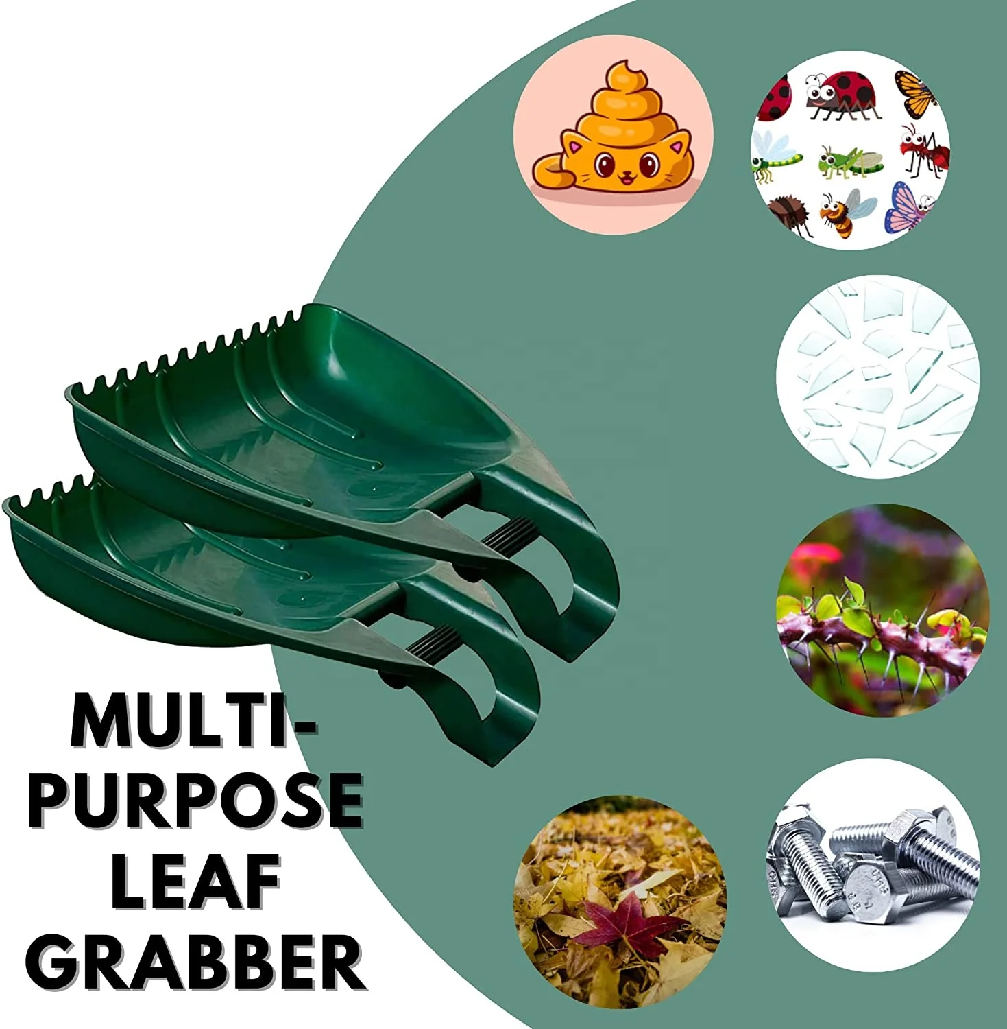 Heavy Duty Garden Waste Rubbish Leaf Grabber Handheld Collector Grabs Gather Leaves Garden Cleaning Scoops