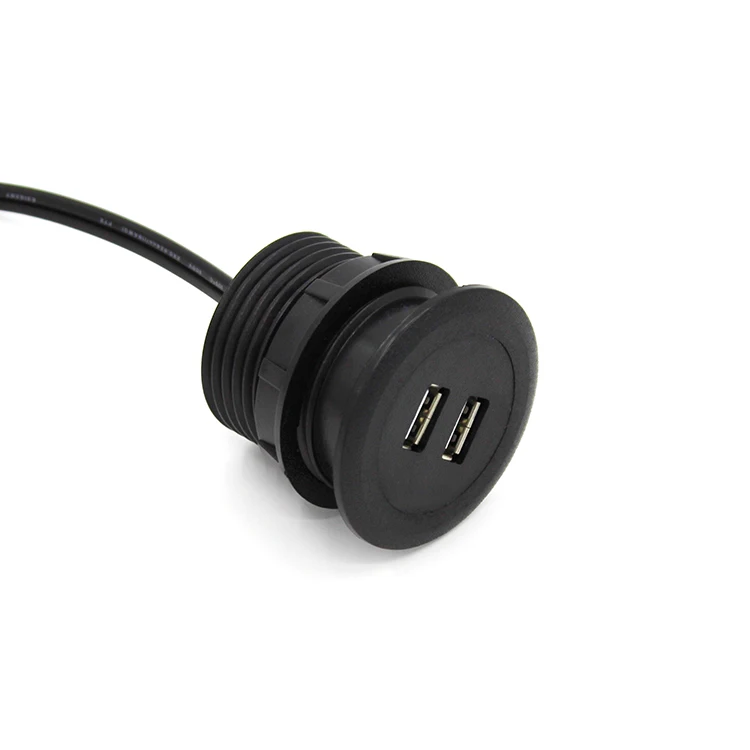 USA/Canada BaiYou 2 ports AC/DC cord/wire/cable plug Round with power adapter USB charging/charger For furniture