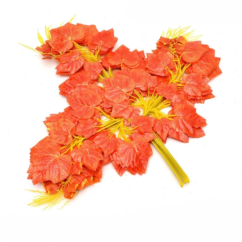 Artificial tree red grape branches plastic wedding garden decoration green plant leaves