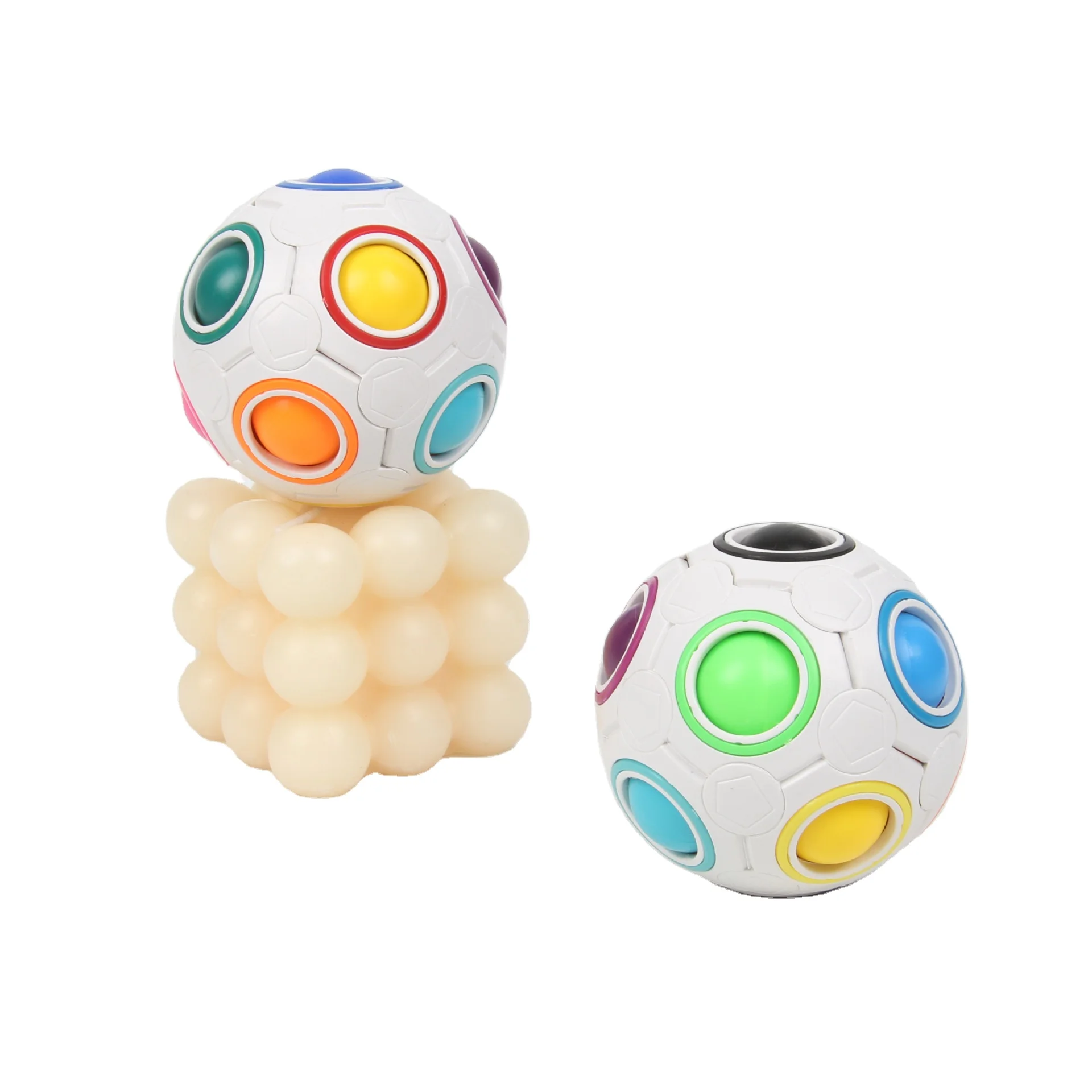 Magic Rainbow Ball Puzzle Cube Fidget Stress Relief Ball Brain Teasers Games Toys for Kids Adults