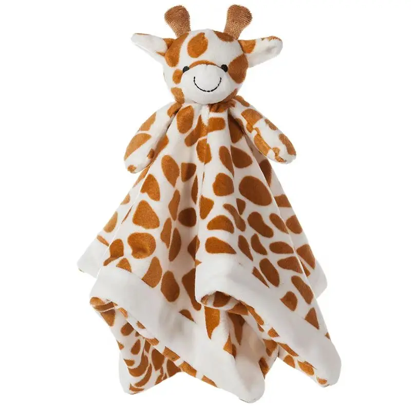 New designs Custom Baby Comforter  Security Blanket Soft Animal Blanket Toy Teether Lovely Stuffed Giraffe Baby Security Blanket