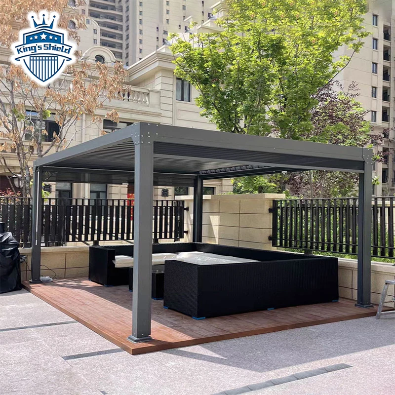 Factory Wholesale Motor System Metal Side Screen Garden Aluminium Gazebo Outdoor Aluminum Pergola