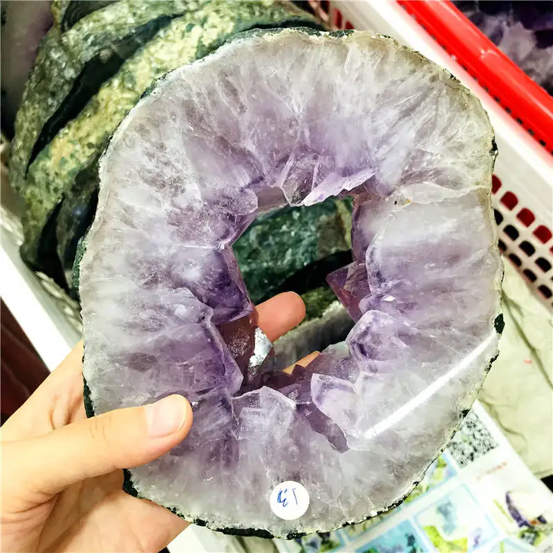 wholesale natural large amethyst cluster druzy slab rough Agate geode slice for gift decoration
