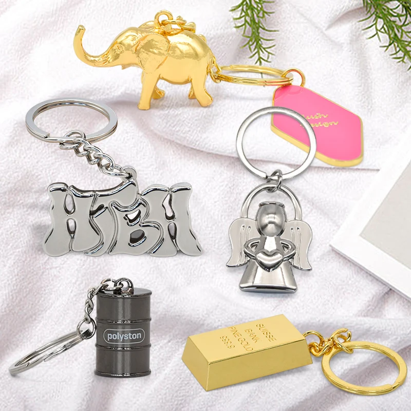 Promotion Manufacturer Custom 2D 3D Letter Cartoon Rotating Keyring Hard Enamel Heart Shape Metal Keychain