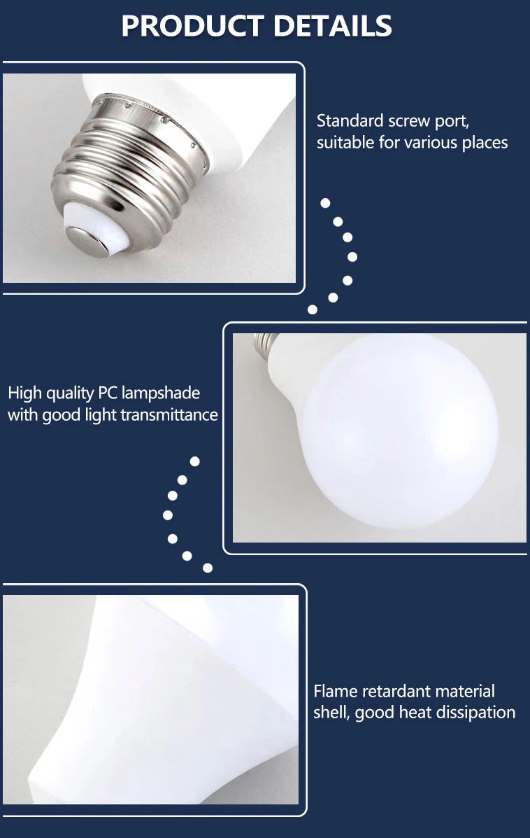 QiLi energy-saving LED bulb 3W 5W 8W 10W 12W 15W 18W 22W E27 B22 lamp holder Indoor lighting