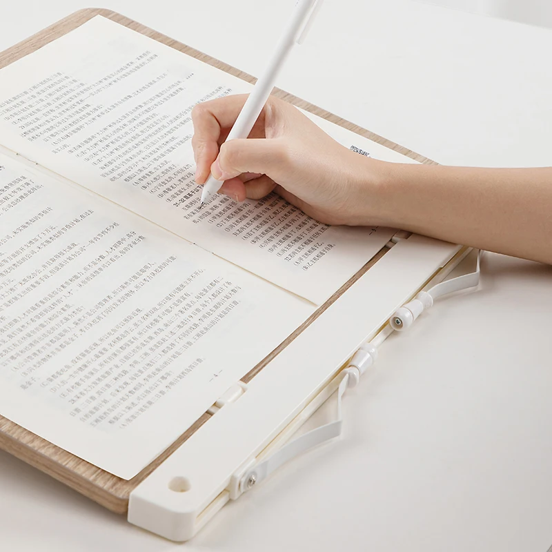 Adjustable wooden Book page Holder Paper Clips Cookbook Reading Desk Portable Sturdy Bamboo Book Stand