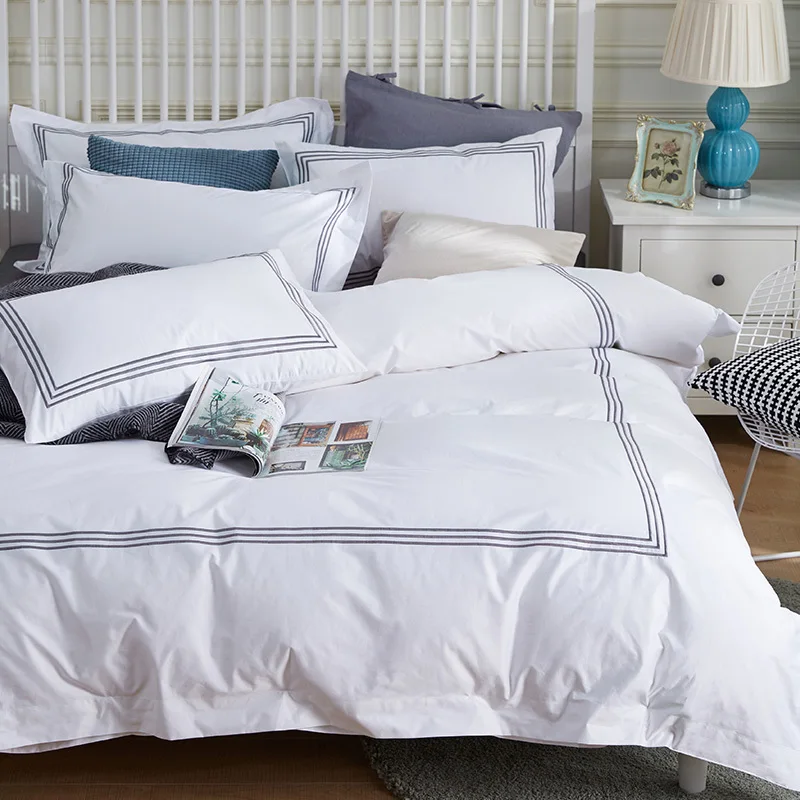 High quality 300tc 400tc queen size cotton hotel   bed linen set