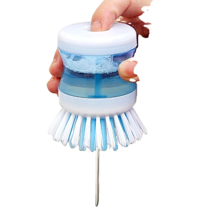 Kitchen Accessories Custom Cleaning Push Button Release Washing Up Liquid Soap Dispensing Dish Brush