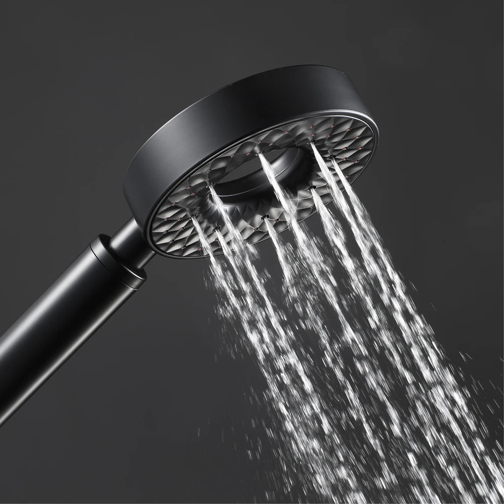 Shower Accessories Bathroom Black Round ABS Three Function Rain Hand Shower