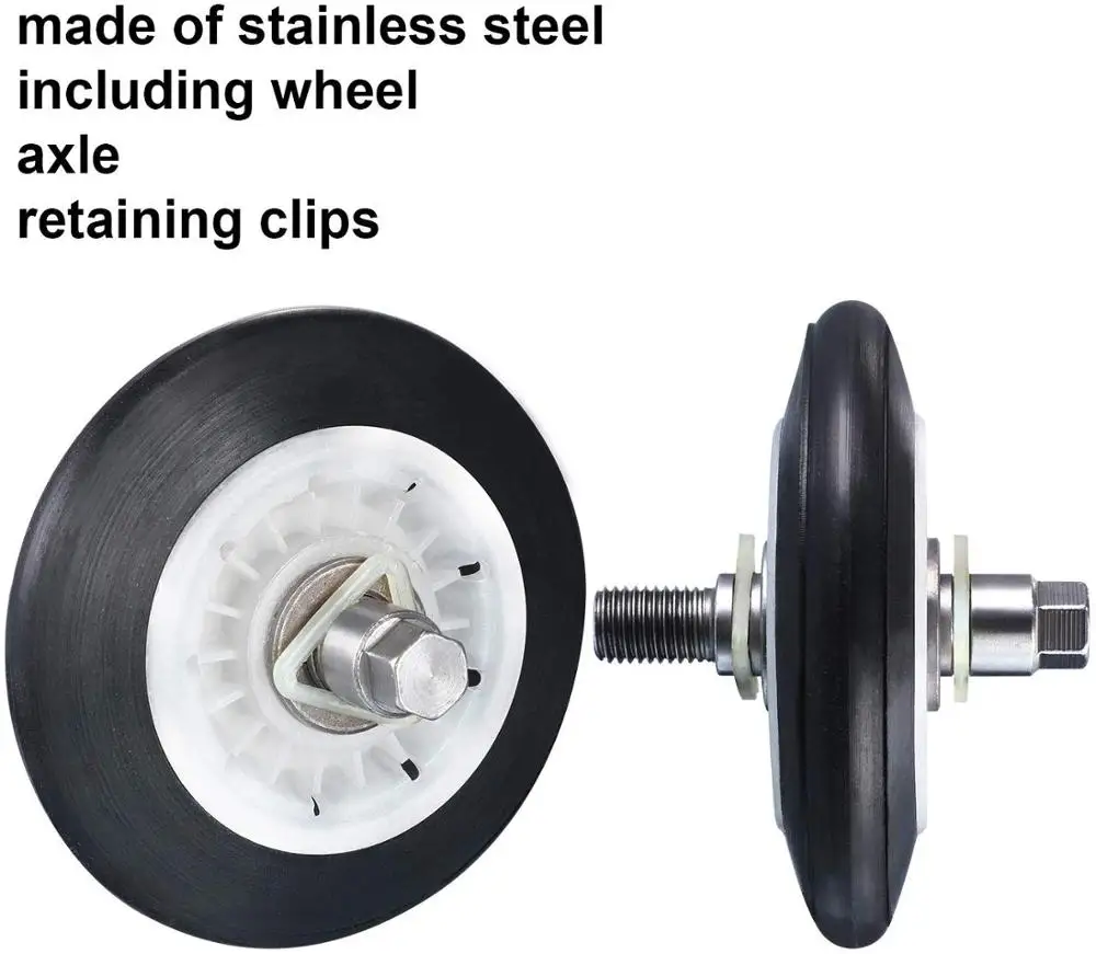 (Pack of 4) 4581EL2002C Dryer Drum Roller Assembly, 4400EL2001A Dryer Belt and 4561EL3002A Dryer Motor Idler Pulley with Spring