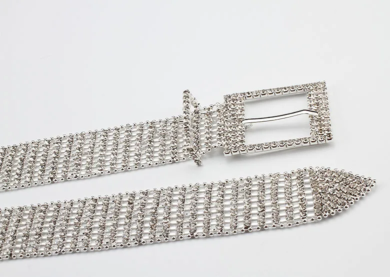 REWIN 5-8 Rows Luxury Wide Belt Bling Glitter Chain Waistband Women Rhinestone Belts Shiny Waist Belts  for Jeans Dresses Pants