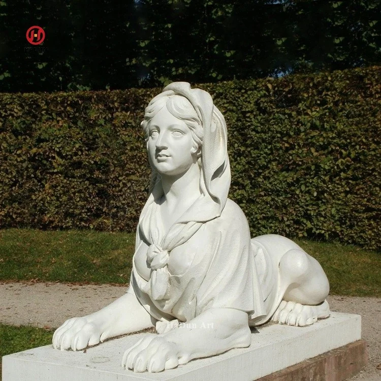 Marble Egyptian Sphinx Statue for Home Decoration Outdoor Ancient Greek White Natural Marble Customized Size