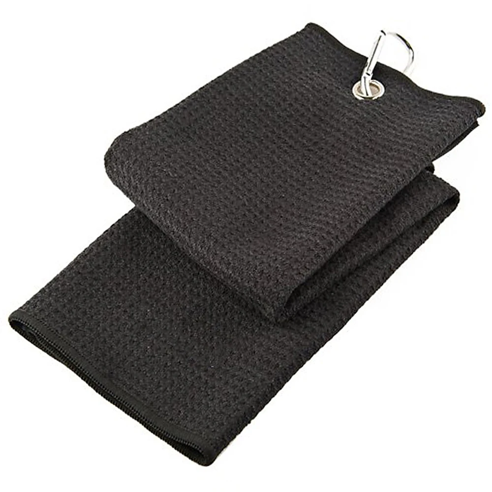 Ready to ship print large waffle pocket golf towels with carabiner