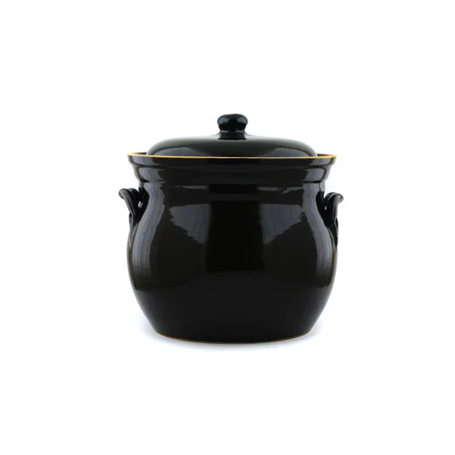 new-coming ceramic large Fermenting Crock custom black round pickle jar