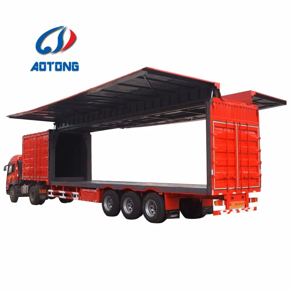 heavy duty 3 axles swing open type cargo box van semi trailer wing dry van type cargo box semi trailer