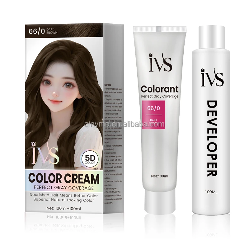 OEM Wholesale Professional IVS Organic Burgundy Hair Dye Cream Semi-Permanent Herbal Natural Ammonia Free Hair Color Cream