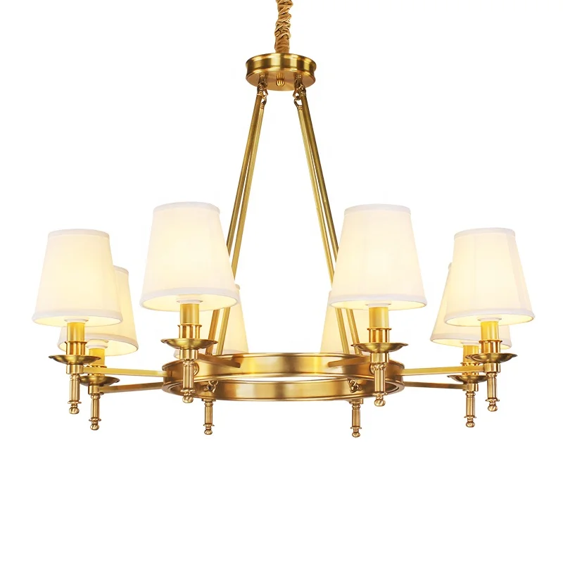 American chandelier all copper living room simple European modern bedroom creative personality lighting rural retro dining room