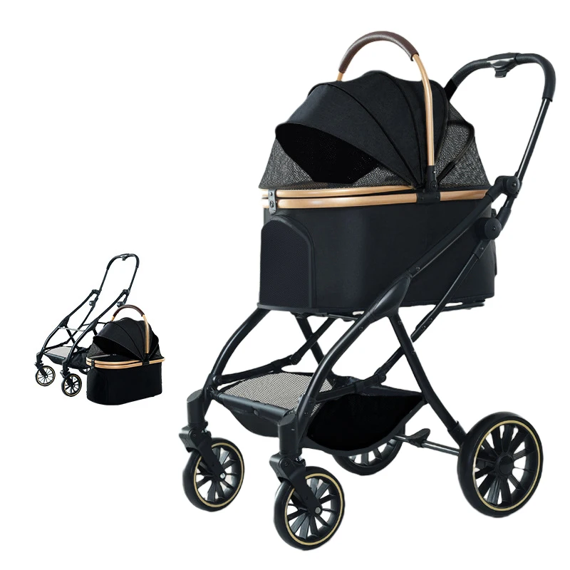 Custom Wholesale High End Cheap Foldable Pet Pram Carrier Gear Trolley Large Dog Stroller