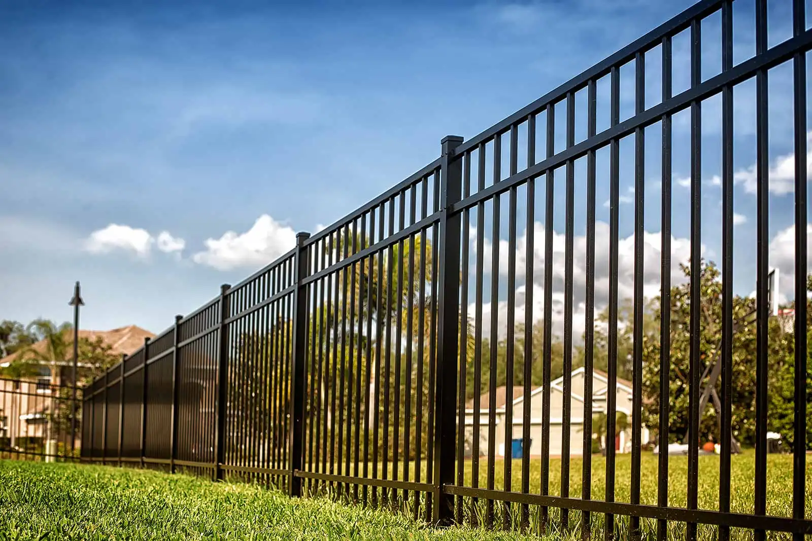 black powder coated corten steel square tube metal boundary wall fence E-coating tubular wrought iron fencing