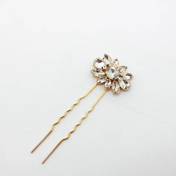 Rhinestone Flower Hairpin accessories with Bead Bridal Hair pins for Wedding Hair Accessories