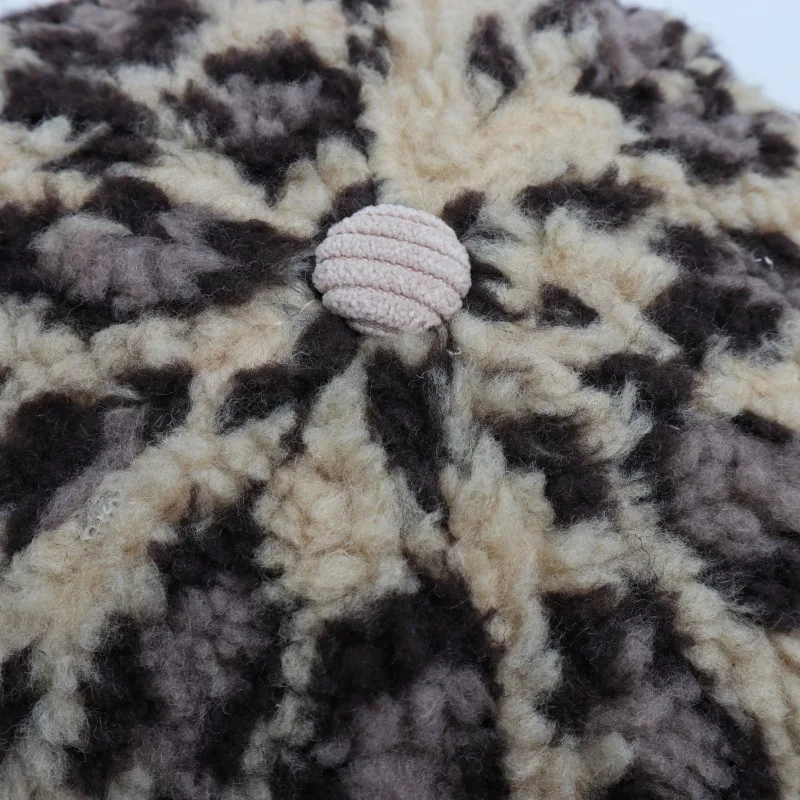 Cap with Name Customized Retro Lamb Hair Leopard Pattern Snapback Cap Sunscreen Customized Corduroy Baseball Cap For Women Men