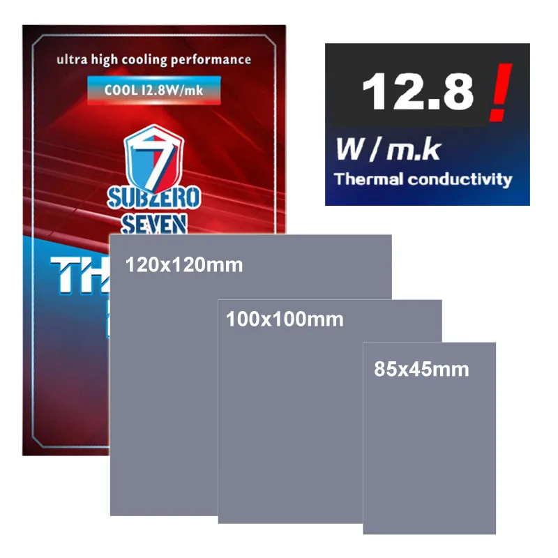 12.8W/mk  Thermal Pad,  Non-Conductive GPU Card Water Cooling 85*45mm 0.5/1.0/1.5/2.0/2.5/3.0mm